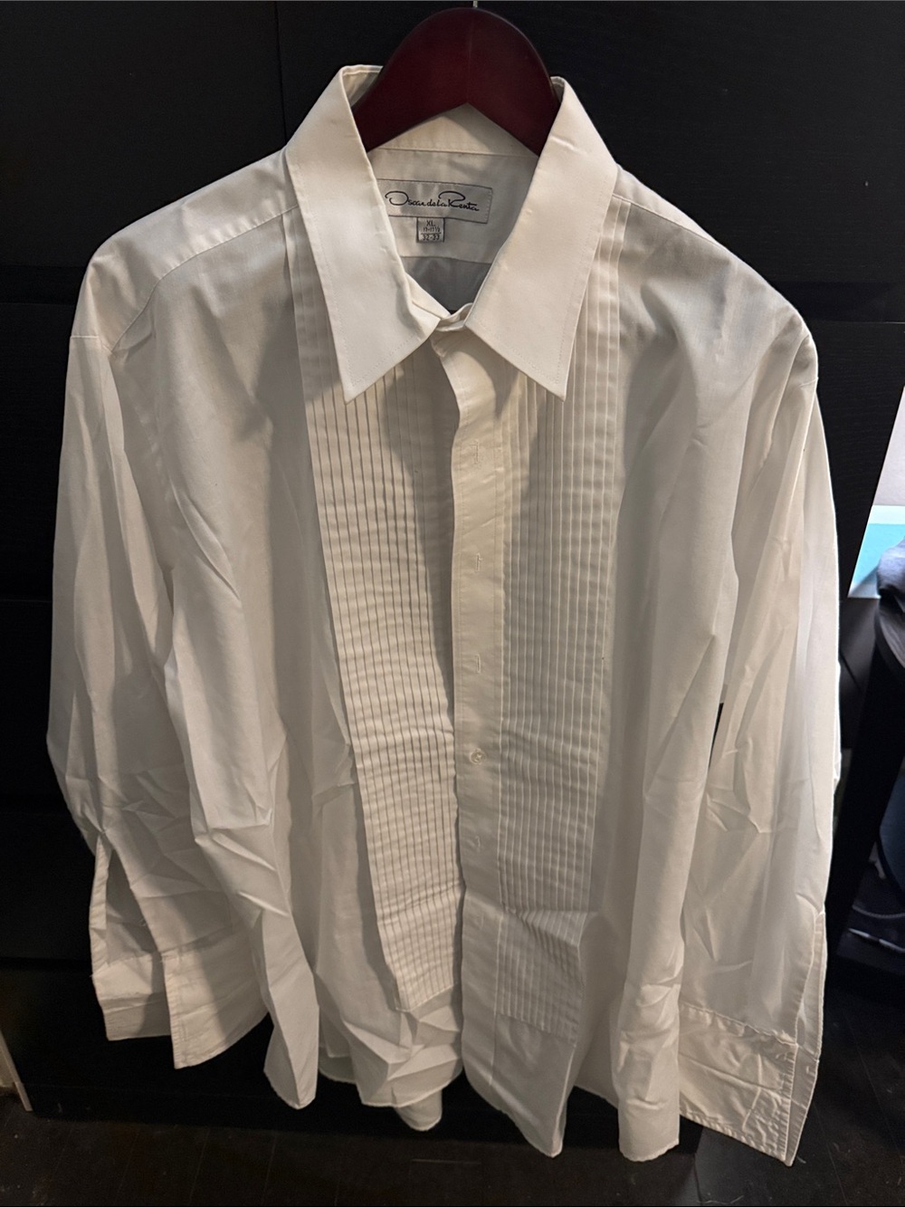 Oscar de la Renta White Pleated Front Dress Shirt